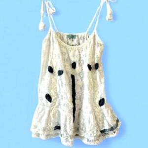 ANTICA SARTORIA  Top Approx Large White Crochet Tank Tunic